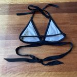 Victoria's Secret Black and Light Blue Triangle Bikini Top with Waist Wrap Tie Photo 1