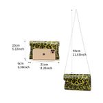 LABAIR Yellow Leopard Print Patent Leather Clutch Bag Purse with Chain Photo 6