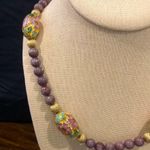 Amethyst Vintage Beads and Gold Floral Cloisonné Enamel Beaded Necklace Photo 1