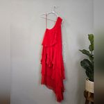 Alice + Olivia Alanis One Shoulder Ruffled Silk Dress Photo 4