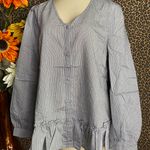 Doe & Rae ✅3/$30✅ NWT  Black Striped Button Down BabyDoll Blouse | MEDIUM | Photo 6