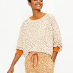 Lou & grey [] Flower Cozy Cotton Terry Sweatshirt Long Sleeve Crew Neck Sz Medium Photo 0