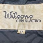 Wilsons Black 100% Leather Long Sleeve Full Zip Cropped Moto Biker Jacket Sz 12 Photo 2