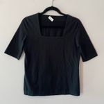 Akris Punto Black Square Neck Short Sleeve Tee Minimalist Basic Women's size 12 Photo 1