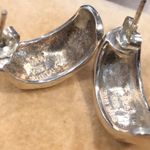 Sterling Silver Art Deco  Modern Faceted 925 Hoops with Post Backs Earrings Photo 5