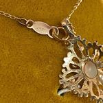 14K Gold Yellow Gold Natural Oval Opal Pendant Necklace 18" Chain Filigree Photo 5