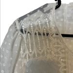 ECI Beige by  white cream sheer button down blouse size large Photo 1