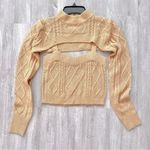 Say What? Tan Cable Knit 2pc Sweater Set M Photo 1
