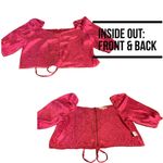 Vine & Love PINK SATIN LEOPARD PRINT PUFFED SLEEVE DRAWSTRING BLOUSE (3X) Photo 7