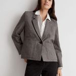 Madewell  Crop Dorset Blazer Gray Geo Herringbone Size Large Photo 4