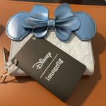 Lounge Fly Disney  Butterfly Blue and White Bow Zip Around Wallet. 4”x 5”. NWT Photo 0