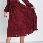 Lulus Burgundy Floral Long Sleeve Lace Photo 0