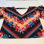 Judith March Womens Size Small V-Neck Cutout Back Bell Sleeve Floral Boho Blouse Photo 1