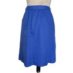 J.Crew  Blue Skirt Pleated Elastic Waistline Sz XS Linen Blend Minimalist Coastal Photo 4