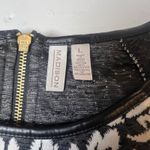 Madison Black White Floral Shift Dress Faux Leather Trim Women's Large Photo 5