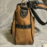 Western Bronze Floral Buckle Conceal Carry Shoulder Bag Tan Photo 4