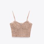 ZARA nwt lace crochet bohemian Corset top blouse Photo 4