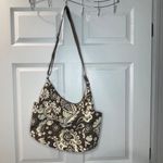 Baggallini  Floral Crossbody Bag Brown and Cream Nylon Blue Lining Pockets Zipper Photo 15