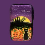 Halloween Themed Wristlet with Cat and Pumpkins Purple Photo 3