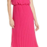 Sam Edelman Pleated Skirt Fit Flare Sleeveless Midi Dress Sundress Pink Small Photo 0