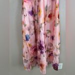 Maison Tara V Neck Pink Watercolor Floral Maxi Dress with Bow Straps size 6 $148 Photo 15
