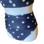 Old Navy One Shoulder High Waist Bikini Navy Blue White Polka Dots Size Small Photo 4