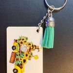 Gnome, Yellow Sunflowers, Truck, Keychain With Green Tassel Photo 0