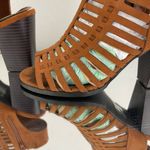 Forever 21 Light Brown Gladiator Open Peep Toe Ankle Summer Sandal Block Heels Photo 10