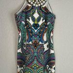 Laundry by Shelli Segal  Dress Brunch Shower Paisley Beaded Halter Preppy Photo 0