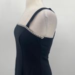 Vintage 90s City Triangles Mini Dress Sheath Embroidered Square Neck Black 8 Photo 4