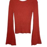 Free People  Viola Rust Knit Sweater Top Studded Bell Sleeves Boho Photo 3