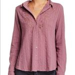 Free People Carter Dobby Purple Lace Boho Button Down Top Photo 0