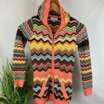 Missoni Cotton Rayon Knit Chevron Print Zip Up Hoody Cardigan Sweater S Photo 0