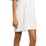 Charles Henry  Metallic Stripe‎ Off-the-Shoulder Popover Dress Ivory Photo 0