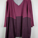 Catherines  Sweater Blouse Womens 4X Pink Black Striped 3/4 Sleeve Two-Fer Modern Photo 0