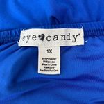 Eye Candy 1X Plus Maxi Tank Dress Blue Black Side Stripe Snaps Inlay Adjustable Photo 4