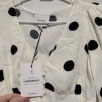 Reformation NWT Drina Long Sleeve V-Neck Button Front Pluto Polka Dot Blouse 0 Photo 3