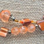 None Artisan Made Peach & Brown Beaded Necklace & Dangle Earrings Set Dyed Abalone Photo 4