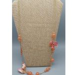 J.Crew  Long Gold Tone Necklace Pink Beads & Tattered Bows 34" Photo 5