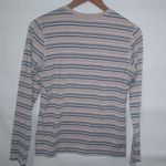 Quest L Pink Tan Blue Striped Nylon Stretch Top Size L Photo 4