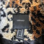 Forever 21 Leopard Cheetah Teddy Zip Up Jacket Black Brown Medium Mob Wife Photo 2
