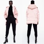 ZARA  HOODED PUFFER COAT JACKET PINK SHIMMER NEW Photo 1