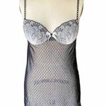 INNER SECRETS Sexy Black Lace Teddy Slip Lingerie Chamise Babydoll Womens LARGE Photo 0