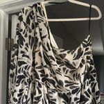 Alexis Elegant Black and White Leaf Print Dress Photo 5