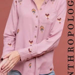 Anthropologie "County Fair" Embroidered Hot Air Balloon Button Down Top 4P Photo 0