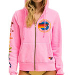 Aviator Nation  Full Zip Hoodie Unisex Neon Pink Long Sleeve Pockets Logo Print L Photo 0