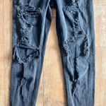 American Eagle Mom Jean Black Ripped Distressed Comfort Stretch Waistband Sz 00 Photo 2