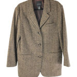 The Limited  Womens Jacket Herringbone Wool Blend Beige Black Button Front Size S Photo 0