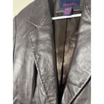 Denim & Co  Womens Medium Brown Leather Blazer Jacket Single Button Lined Photo 1