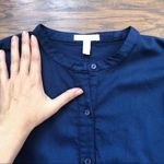 Eileen Fisher • Mandarin Collar Shirt tunic Indigo organic twill button down Photo 4